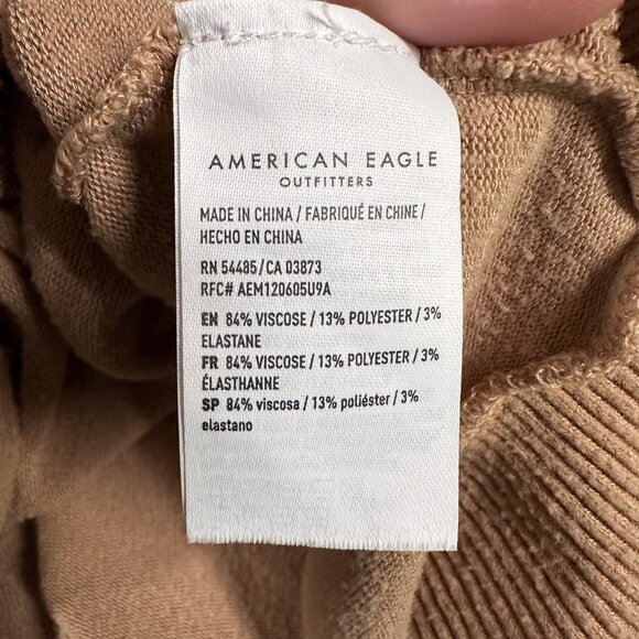 American Eagle Sweater Womens Medium Tan Oversized Pullover Ribbed Knit Tunic - Picture 7 of 11